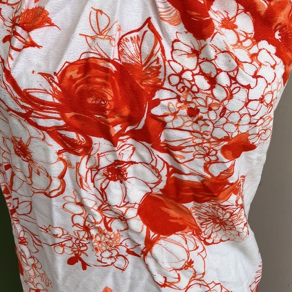 Vintage 60s 70s Groovy Orange and White Floral Shift Dress - Picture 3 of 7
